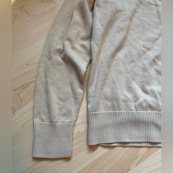 Y2K - fits small!- Oatmeal Ann Taylor Square Foldover Neck Knit Sweater - Picture 2 of 4
